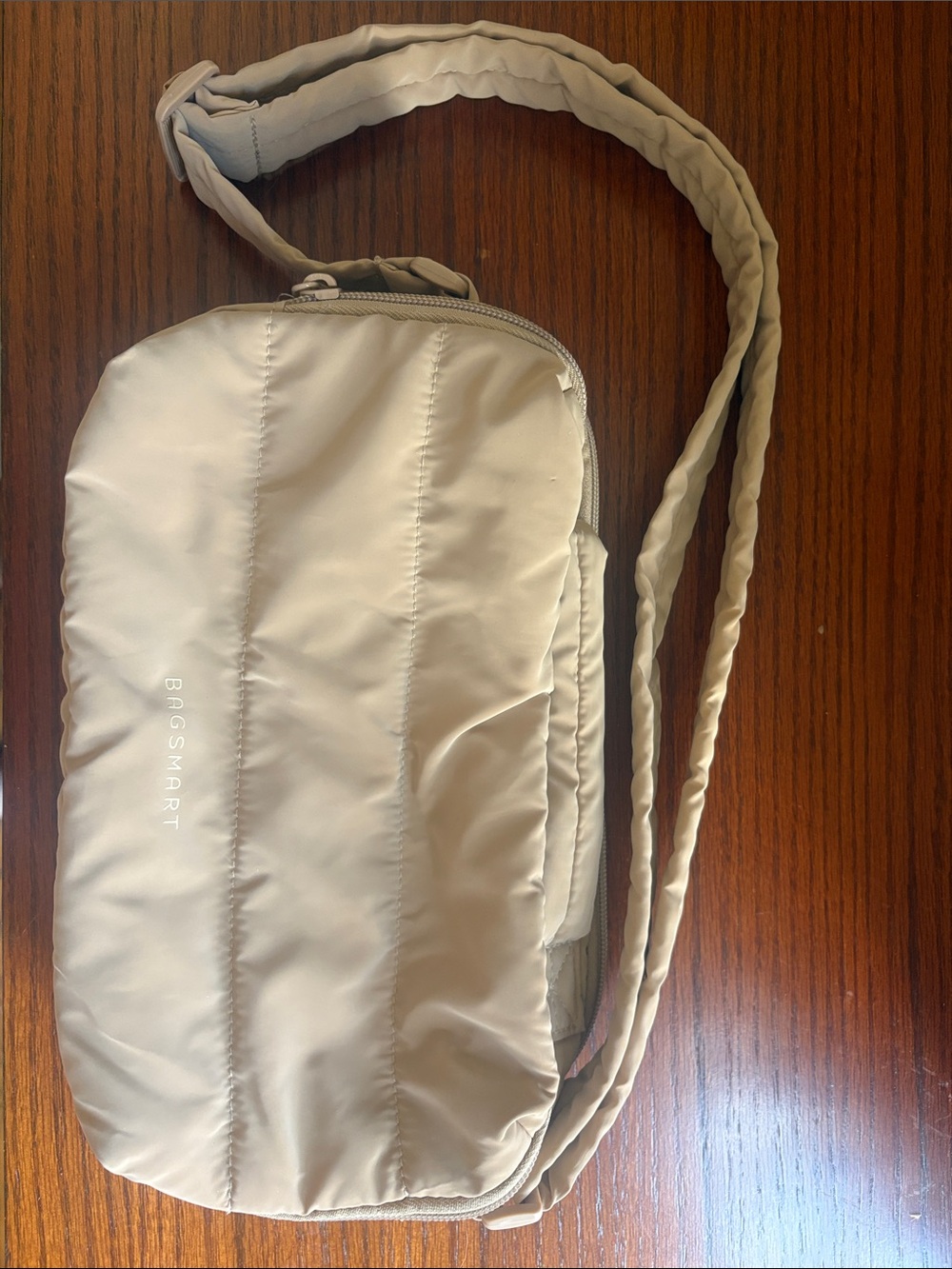 Beige Quilted Crossbody Bag
